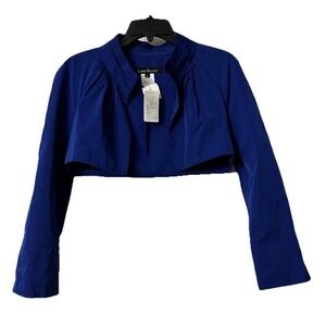 NWT Lida Baday Womens Blue Ribbon 3/4 Sleeve Jacket Top Size 4